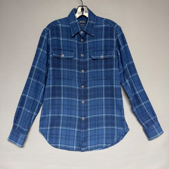 Polo Ralph Lauren Other - Polo Ralph Lauren Mens‎ XS Blue Plaid Flannel Elbow Patch Work Shirt